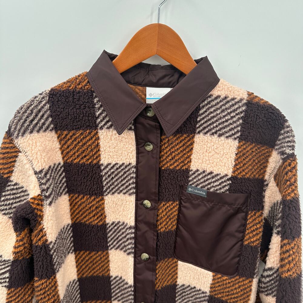 COLUMBIA West Bend Shacket Fleece Shirt Jacket in Copper Brown // S - Picture 5 of 11
